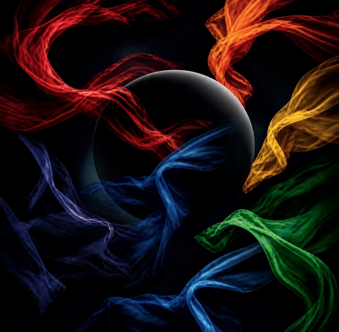 ball surrounded by wispy scarves